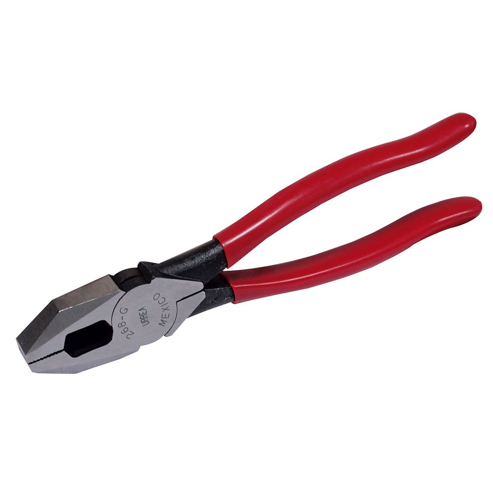 Pinza para electricista con mango rubber grip corte lateral de 8-17/32" Urrea