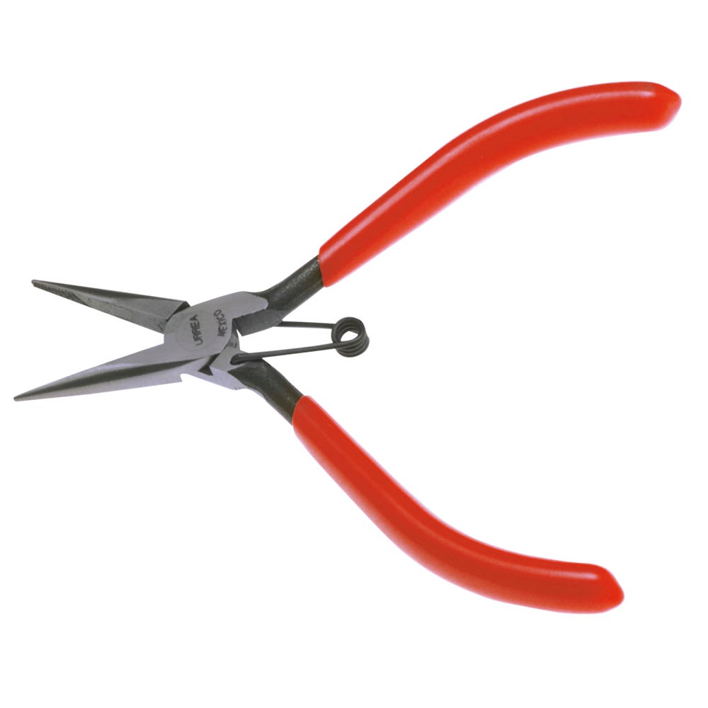 Pinza para electricista con mango rubber grip punta larga sin corte de 4-3/4" Urrea