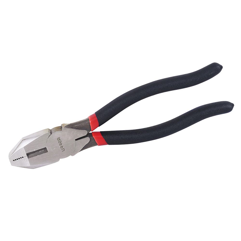 Pinza para electricista con mango rubber grip vinil corte lateral de 8-9/16" Urrea