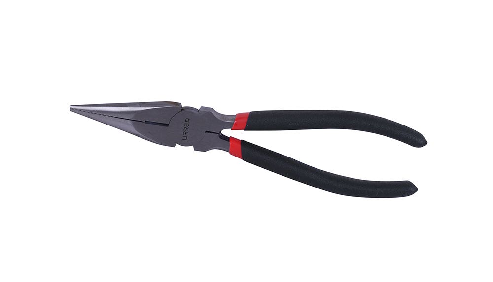 Pinza para electricista con mango rubber grip punta conica corte lateral de 8-9/16" Urrea