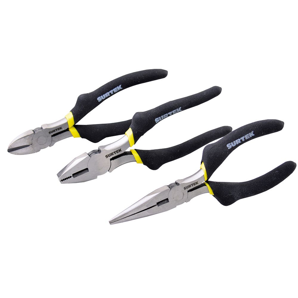 Juego de pinzas para electricista, 3 piezas Surtek