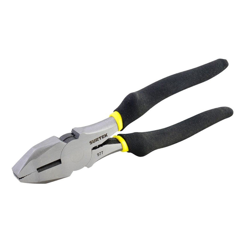 Pinza para electricista con mango rubber grip nariz cuadrada corte lateral de 7" Surtek