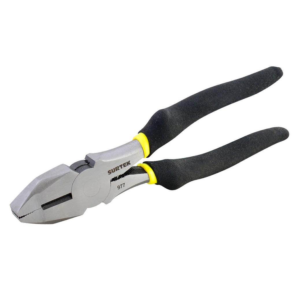 Pinza para electricista con mango rubber grip nariz cuadrada corte lateral de 8" Surtek