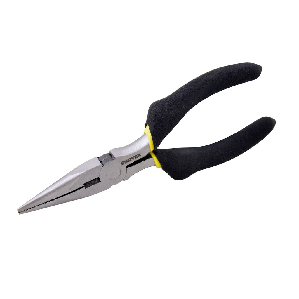 Pinza para electricista con mango rubber grip punta larga corte lateral de 8" Surtek