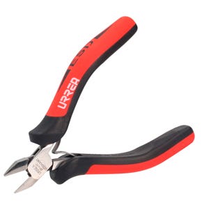 Pinza para electrónica con mango antiestático al ras corte diagonal de 4-1/2" Urrea