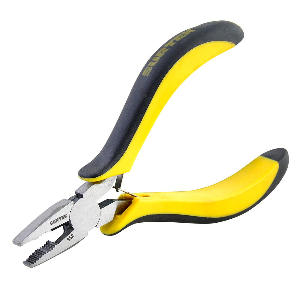 Mini pinza para electrónica con mango bimaterial corte lateral de 4-1/2" Surtek