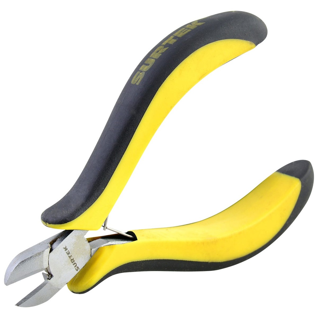 Mini pinza para electrónica con mango bimaterial corte diagonal de 4-5/16" Surtek
