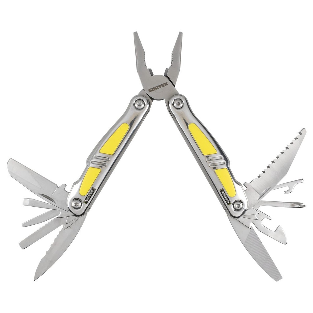 Pinza multiherramienta con mango de acero inoxidable y plástico 14 en 1 de 6" Surtek