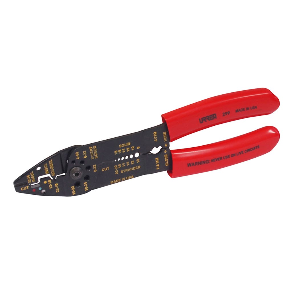 Pinza pelacable con mango air cushion 8-18 AWG poncha terminales, cta tornillos de 8-3/4" Urrea