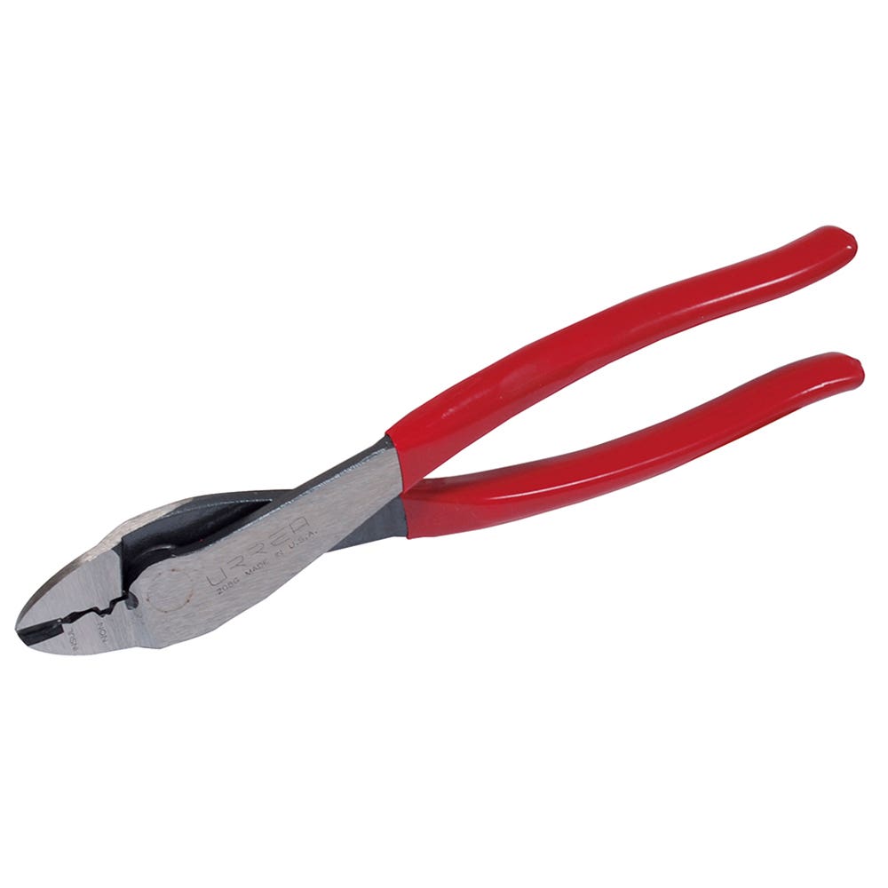 Pinza para electricista con mango rubber grip alta palanca poncha terminal de 9-1/2" Urrea