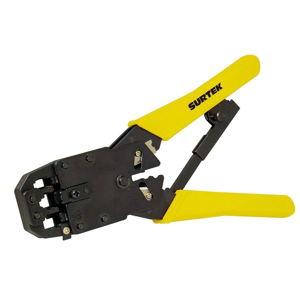 Pinza ponchadora modular para conectores RJ45, RJ12, RJ9 de 8" Surtek