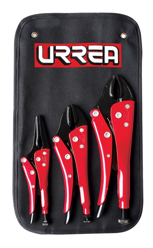 Juego de pinzas de presión curva,recta, nariz larga, 3 piezas Urrea