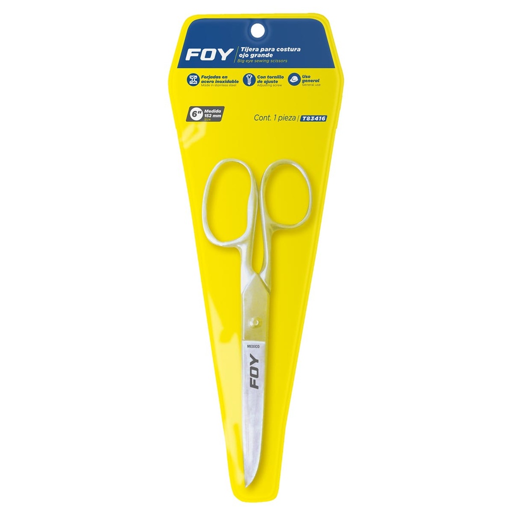 Tijeras para costura ojo grande 6" Foy