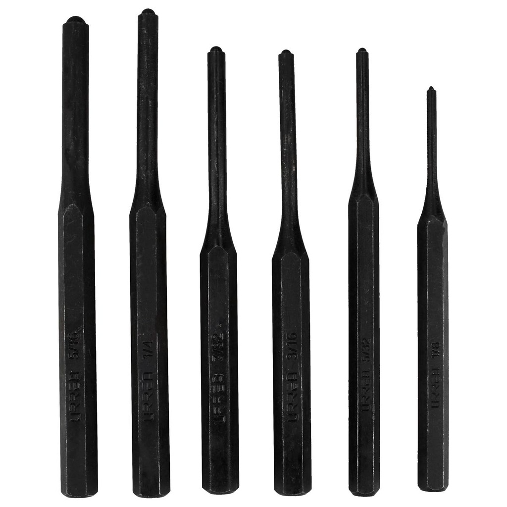 Juego de punzones botadores rectos, 6 piezas Urrea