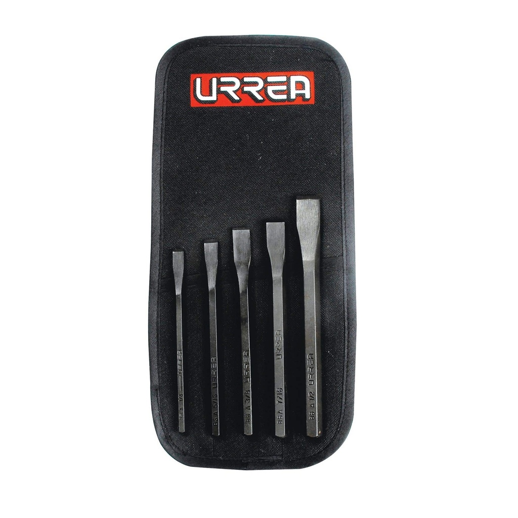 Juego combinado de cinceles corta frío, 5 piezas en caja Urrea