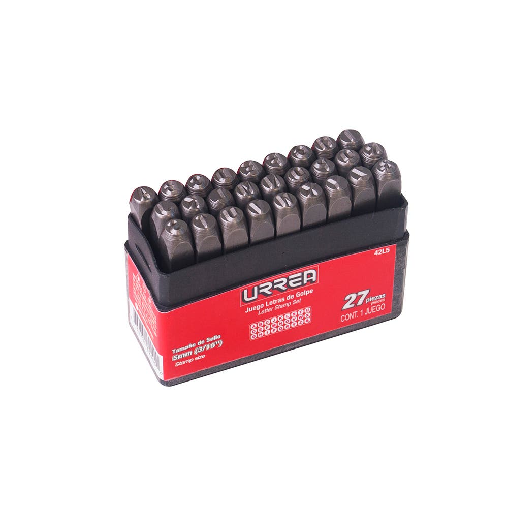 Juego de letras de la "A" a la "Z" de golpe 5 mm, 27 piezas Urrea