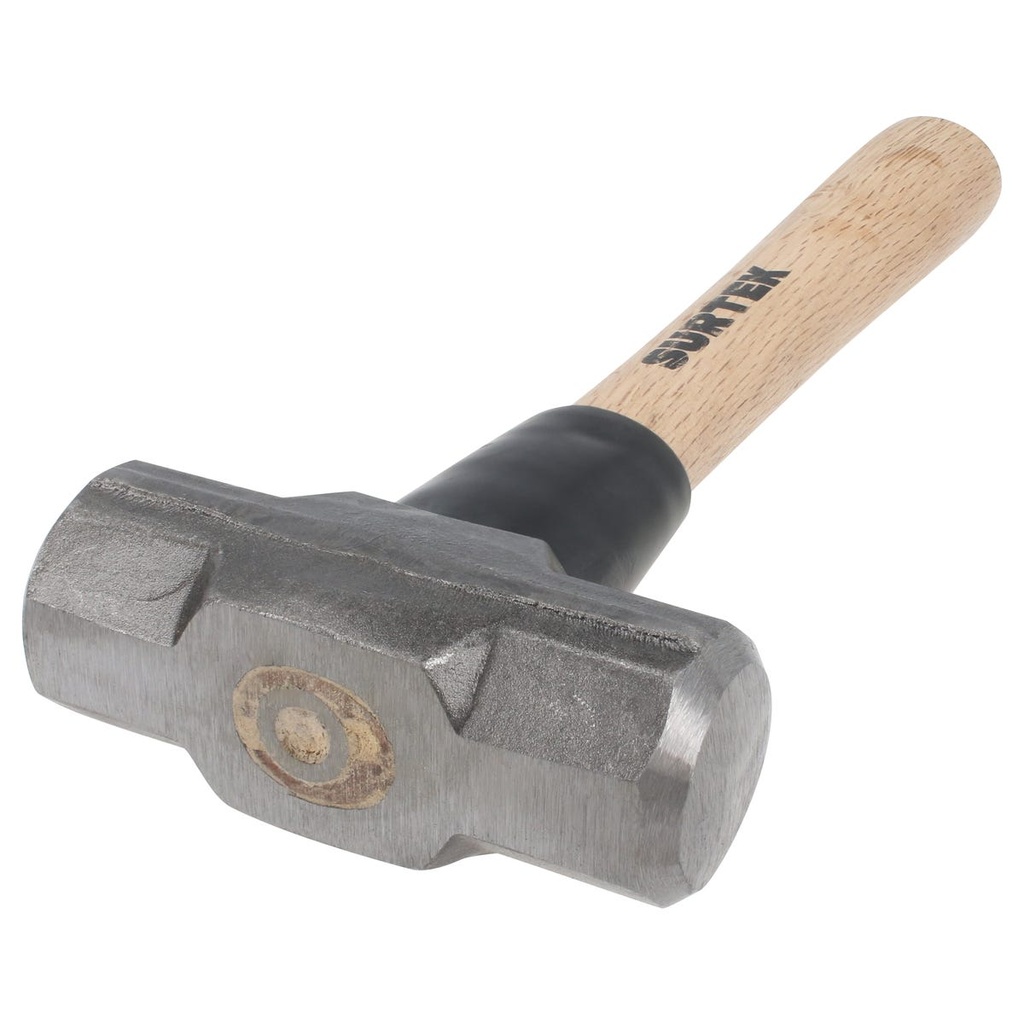 Marro octagonal cabeza forjada con mango corto de madera 12", 3 lb Surtek