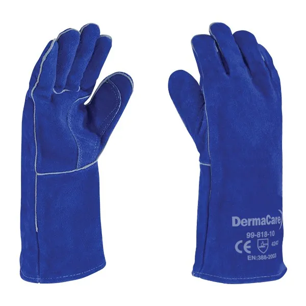 [99-818] Guante Soldador Azul de Carnaza con Hilo Kevlar