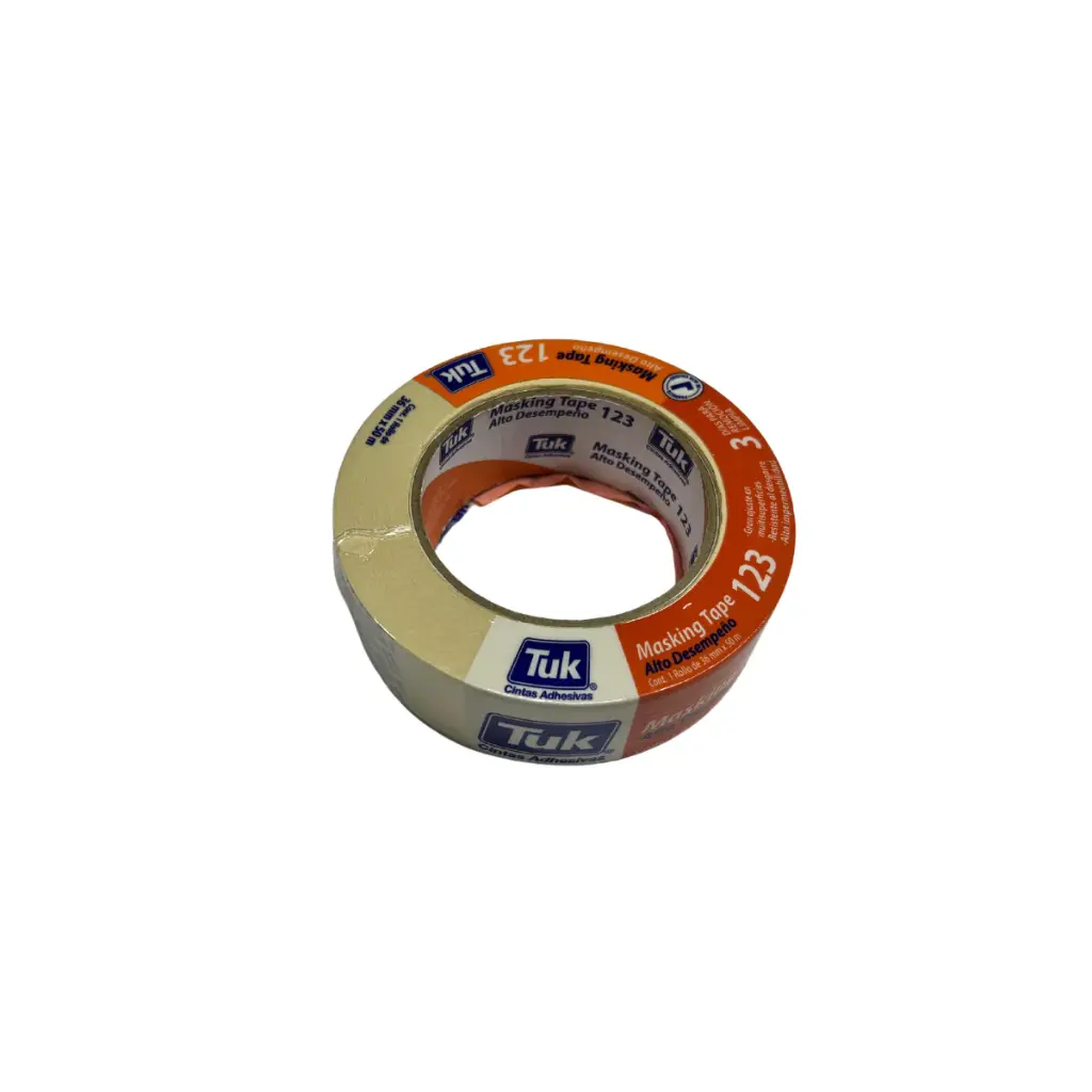 Cinta masking tape 2" x 50 mt uso automotriz alto desempeño 123 Tuk