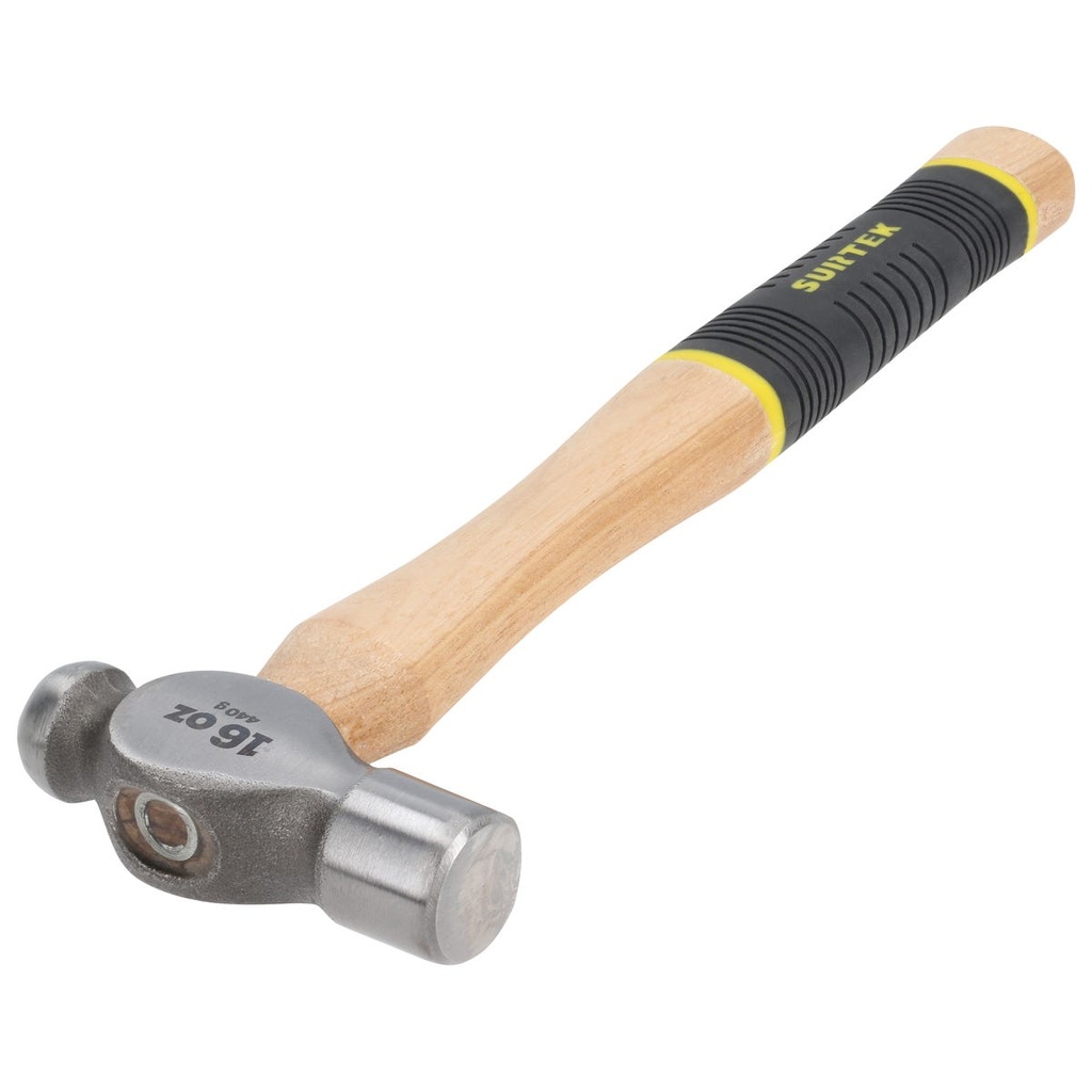 Martillo de bola pulido con mango de madera con grip de 13", 16 oz Surtek