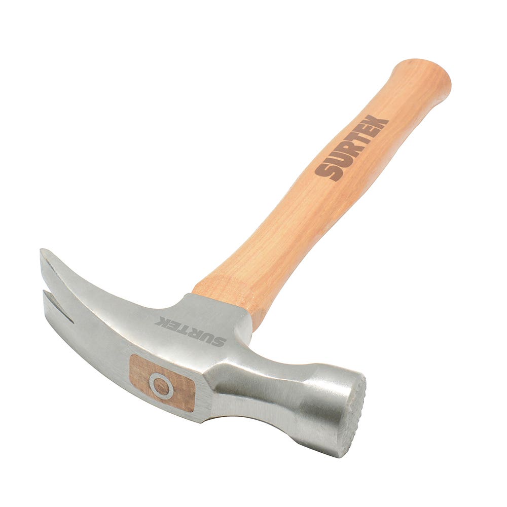Martillo de uña recta con cabeza fresada con mango de madera 16", 24 oz Surtek