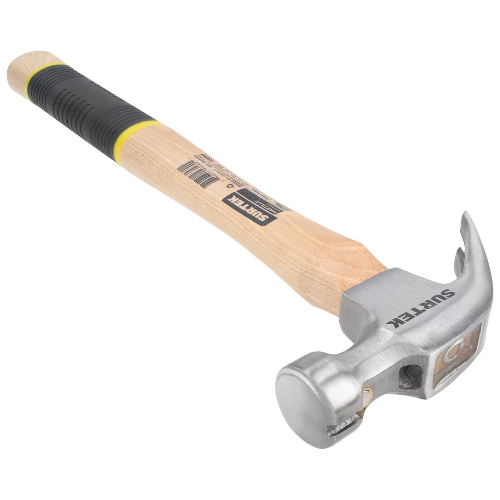 Martillo de uña curva pulido con mango de madera 10-15/64", 8 oz Surtek
