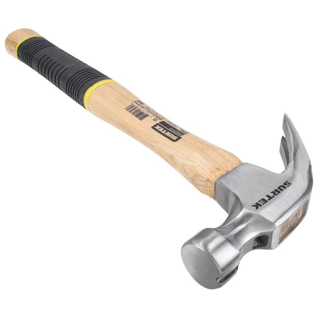 Martillo de uña curva pulido con mango de madera 11-7/32", 16 oz Surtek