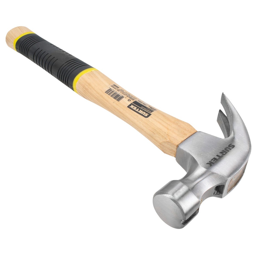 Martillo de uña recta pulido con mango de madera 11-17/64", 20 oz Surtek