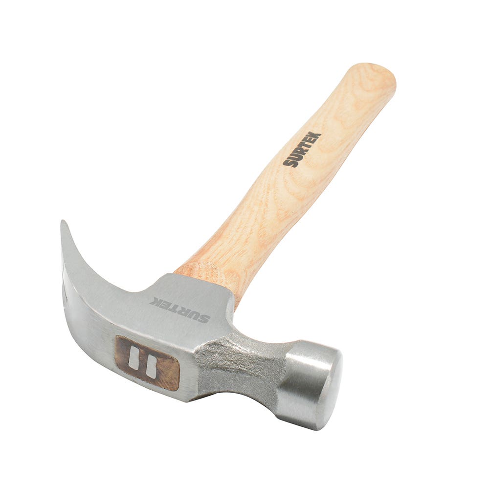 Martillo de uña curva con mango de madera 11", 8 oz Surtek