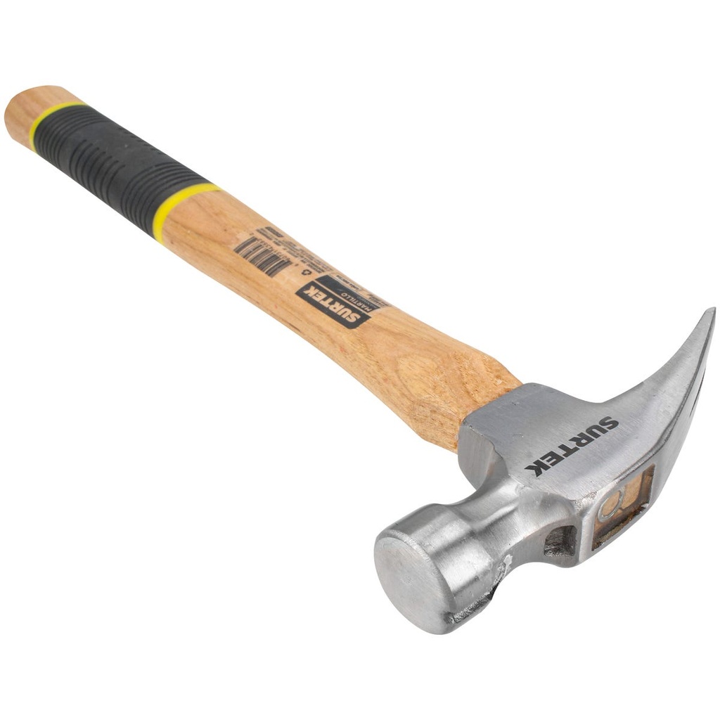 Martillo de uña curva pulido con mango de madera 10-15/64", 8 oz Surtek