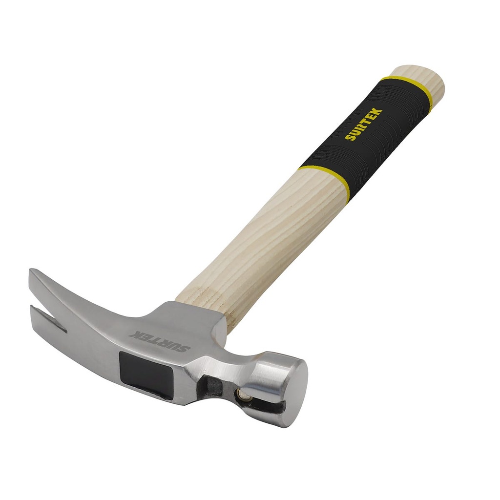 Martillo de uña recta pulido con mango de madera de 11-7/32", 16 oz Surtek