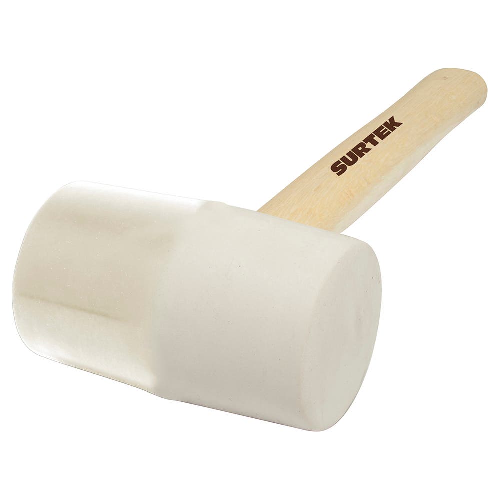 Mazo con cabeza de hule blanco con mango de madera 16", 22 oz Surtek