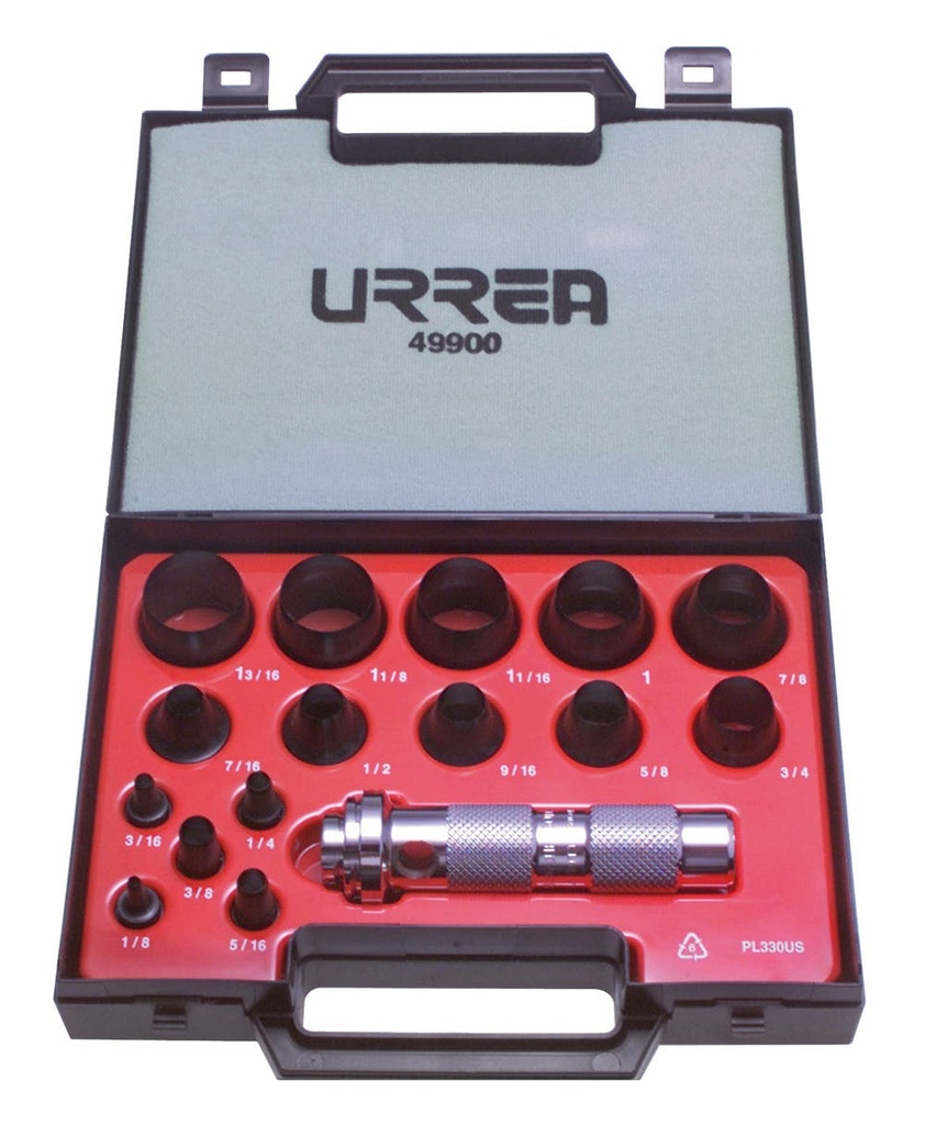 Juego de sacabocados de 1/8" a 1-3/16", 16 piezas Urrea