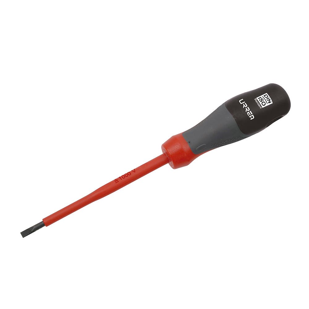 Destornillador con mango trimaterial 1000 V, punta plana 7/32" x 5" Urrea