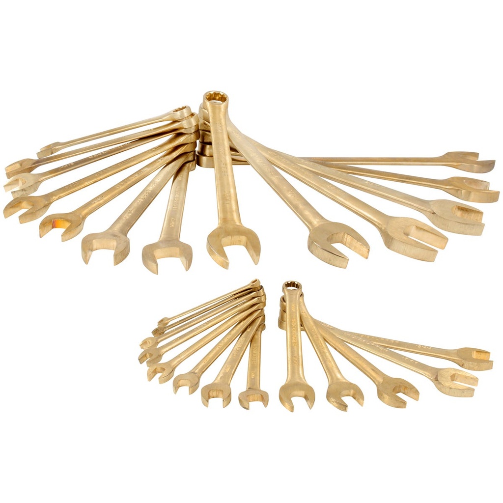 Juego de llaves combinadas de bronce-aluminio antichispa métricas, 12 puntas, 26 piezas Urrea
