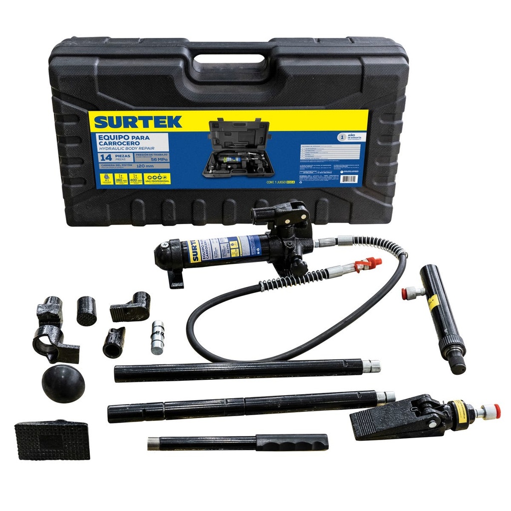 Equipo hidráulico de acero al carbón para carrocero 10 toneladas, 14 piezas Surtek