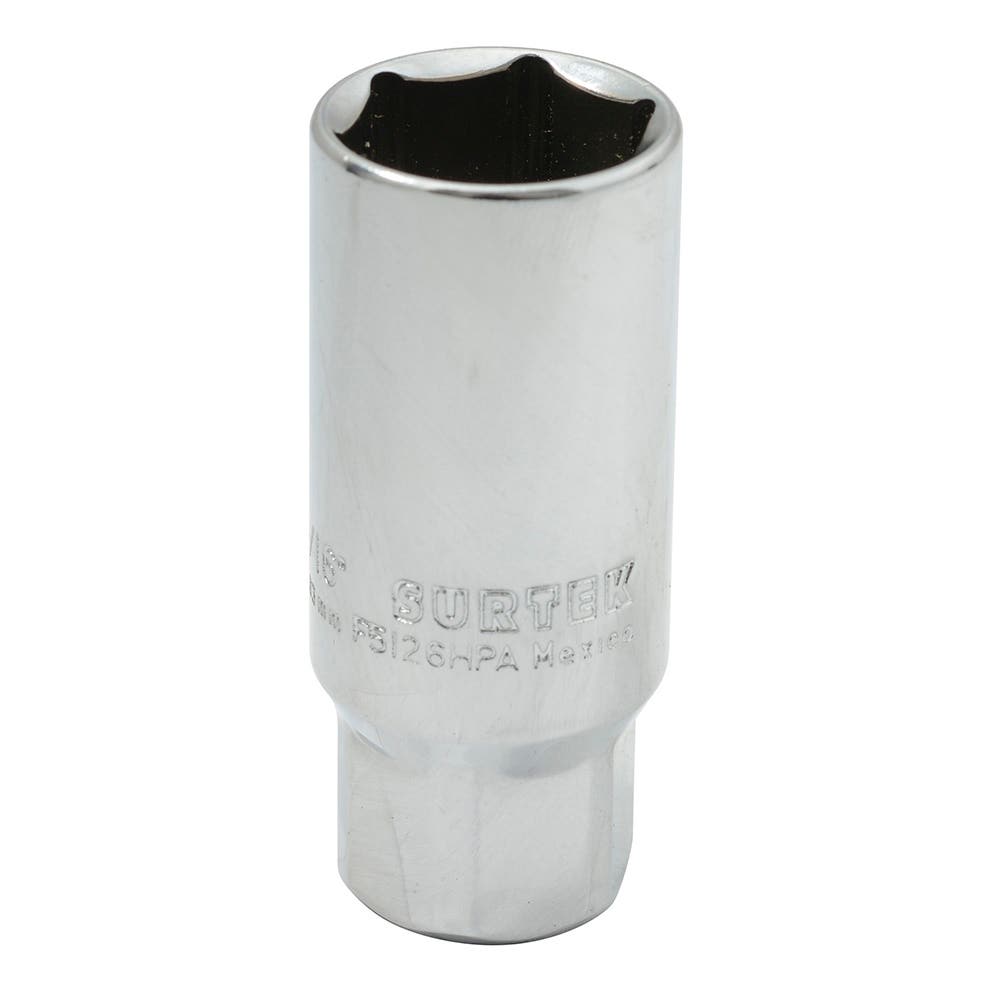 Dado para bujía con neopreno en pulgadas, cuadro 3/8", 6 puntas, 13/16" Surtek