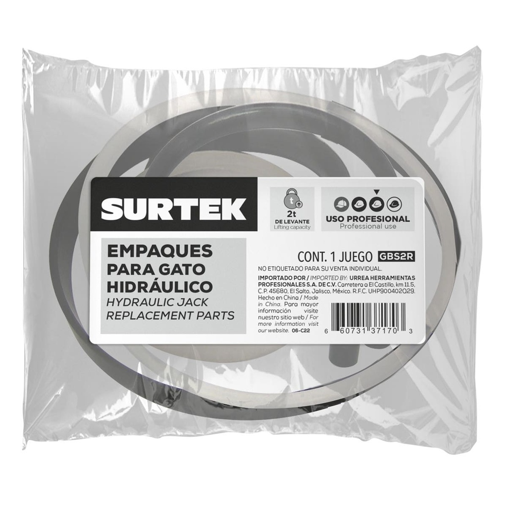 Empaque para gato hidráulico de botella, GBS2 Surtek