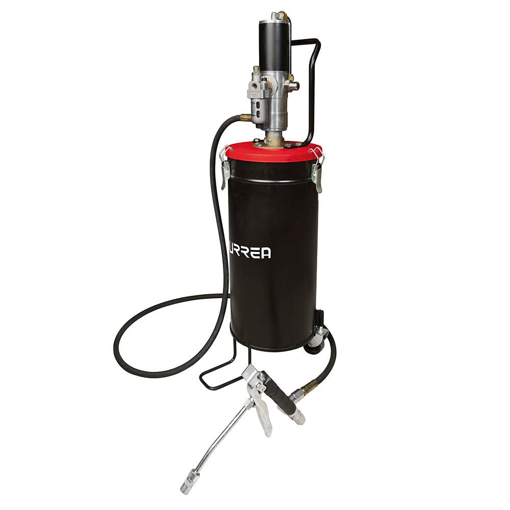Inyector de grasa con cubeta neumático de 15 kg, 7500 PSI Urrea