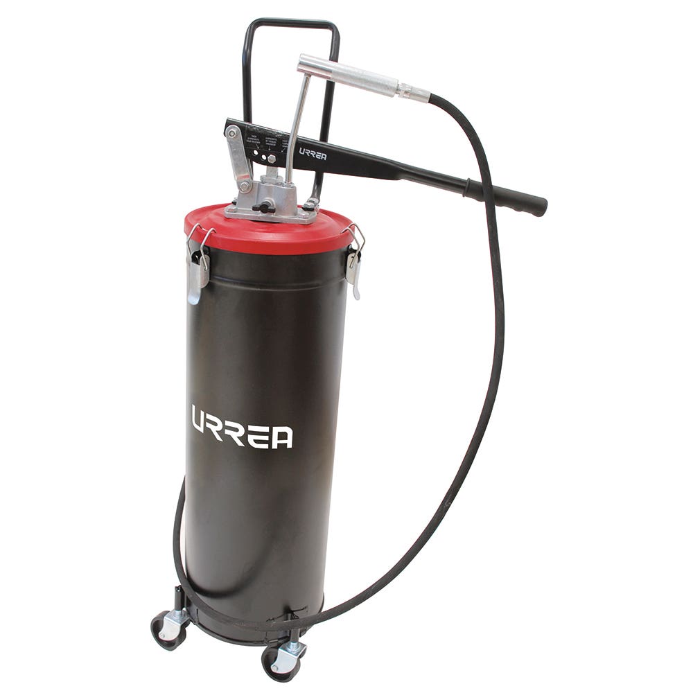 Inyector de grasa con cubeta de palanca con ruedas de 20 kg, 4000 PSI Urrea