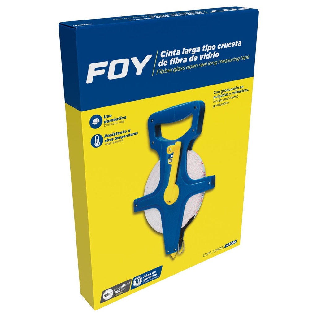 Cinta larga de fibra de vidrio, tipo cruceta, 100 m Foy