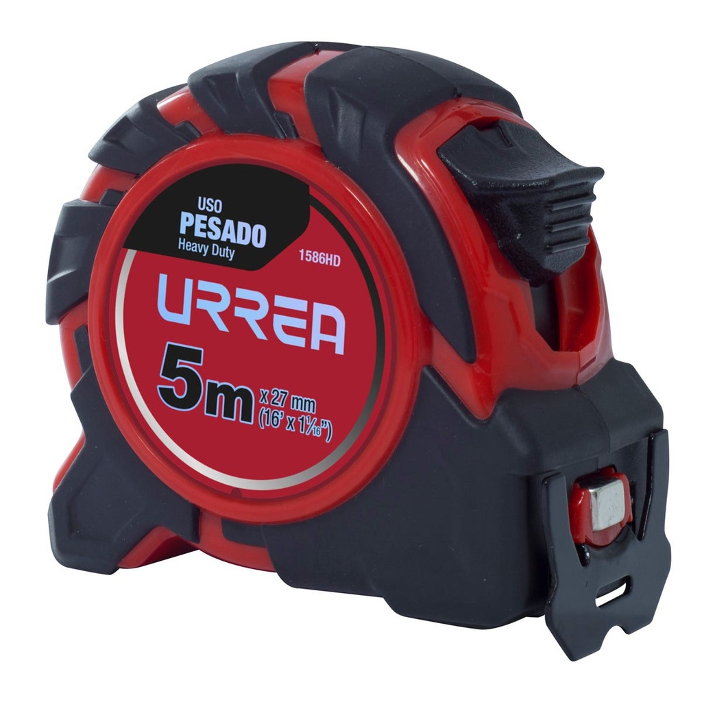 Flexómetro anti-impacto con carcasa de caucho, 5 m x 27 mm Urrea
