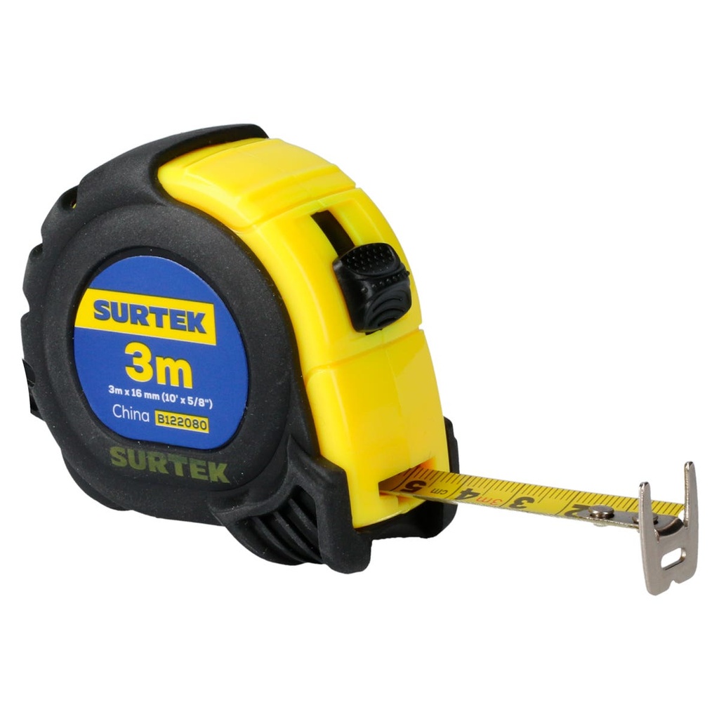 Flexómetro con carcasa anti-impacto 3 m x 16 mm Surtek