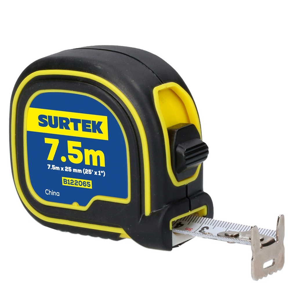 Flexómetros anti-impacto con carcasa soft grip, 7.5 m x 25 mm Surtek