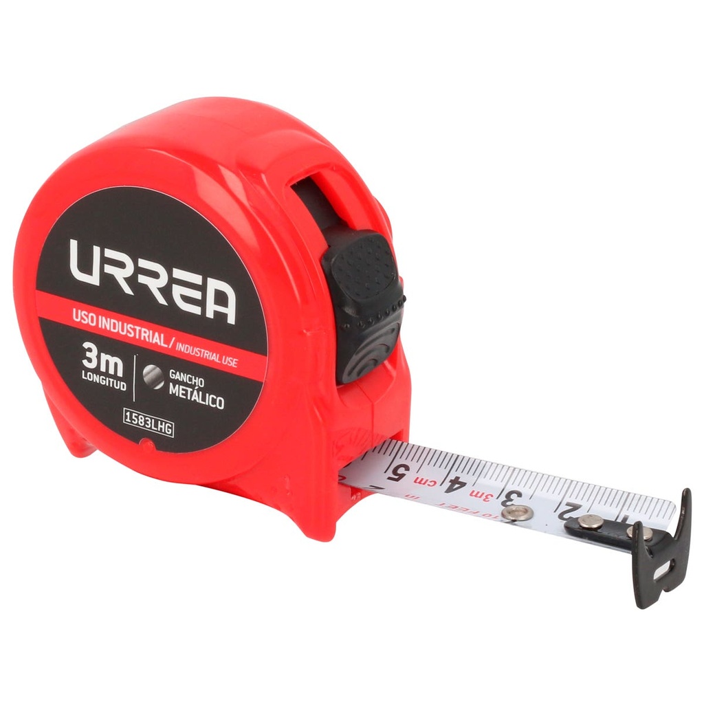 Flexómetro con carcasa de plástico, 3 m x 19 mm, granel Urrea
