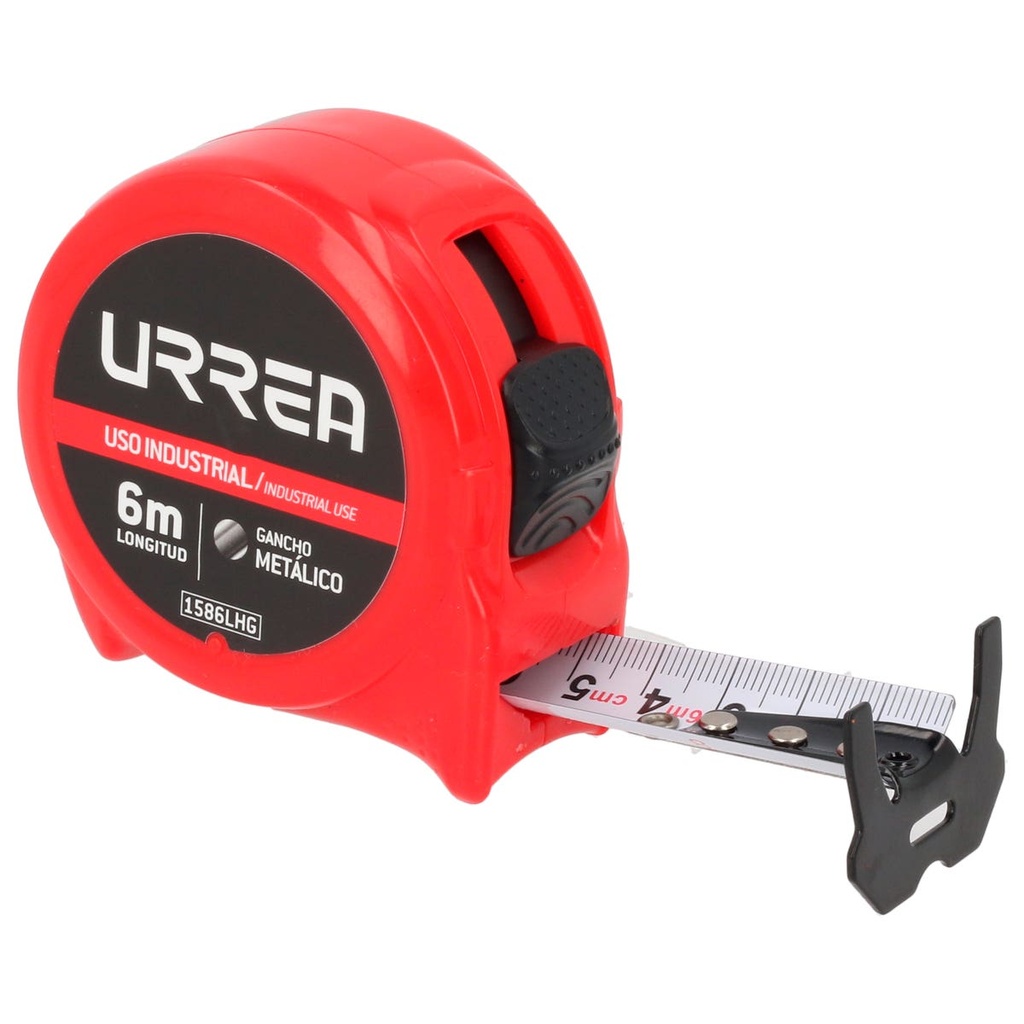 Flexómetro con carcasa de plástico, 6 m x 25 mm, granel Urrea