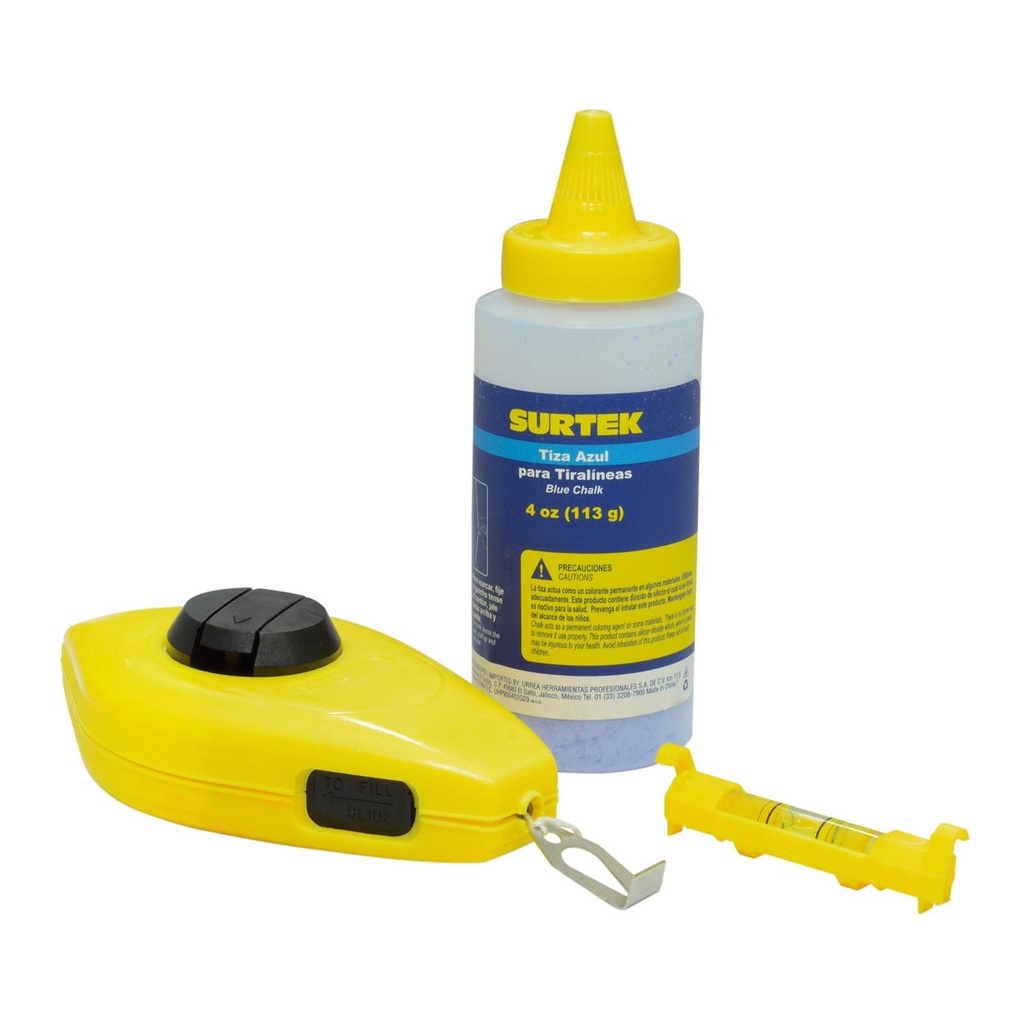 Juego de tiralíneas plástico con tiza, 15 m, 3 piezas Surtek