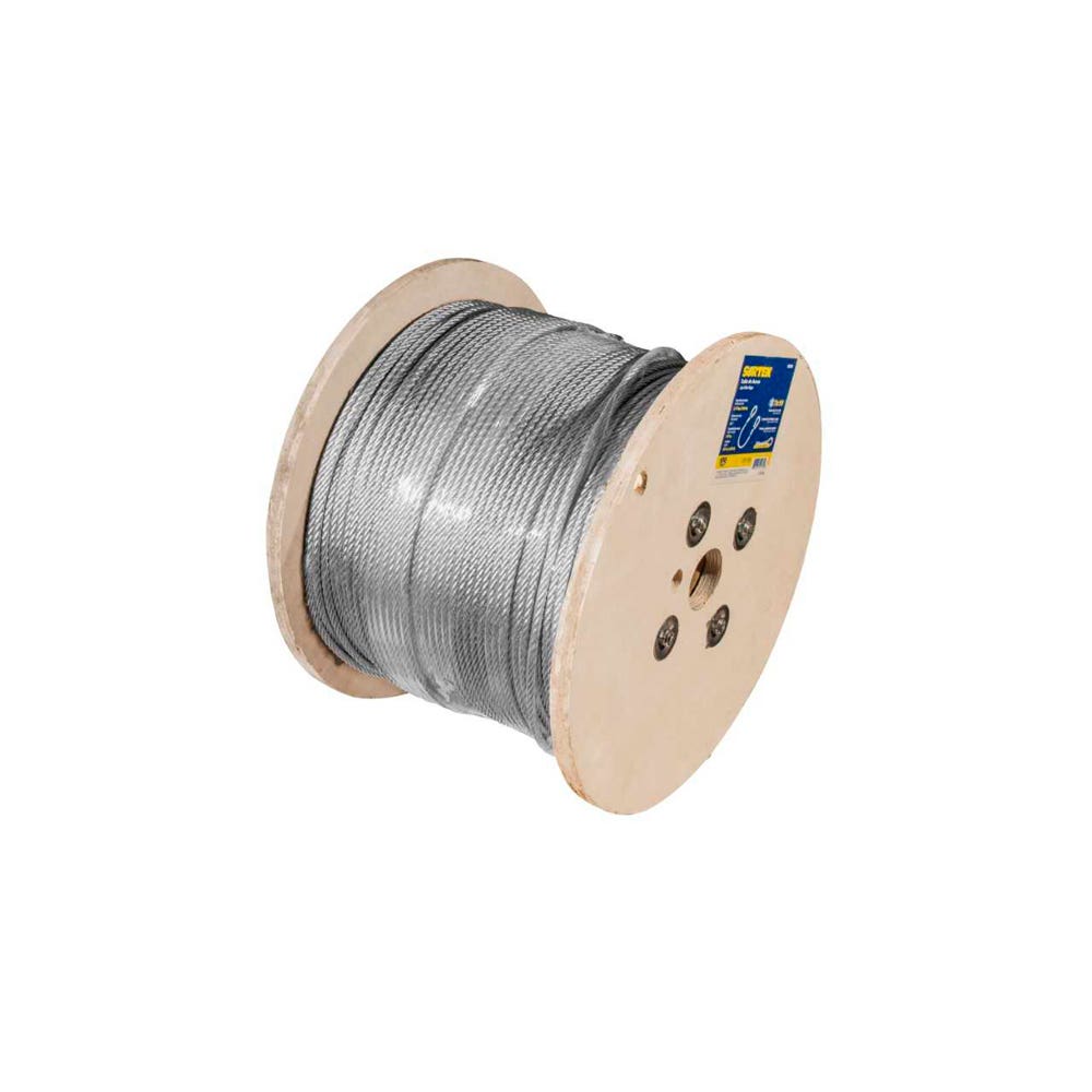 Cable de acero con grillete 7 x 19 hilos, 3/16" x 457 m Surtek