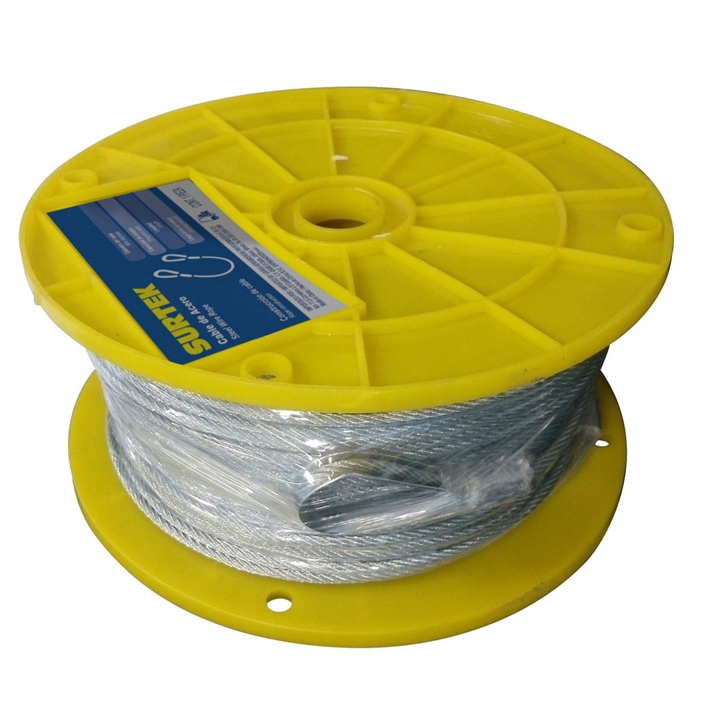 Cable de acero con grillete recubrimiento PVC negro 7 x 19 hilos, 3/16" x 457 m Surtek