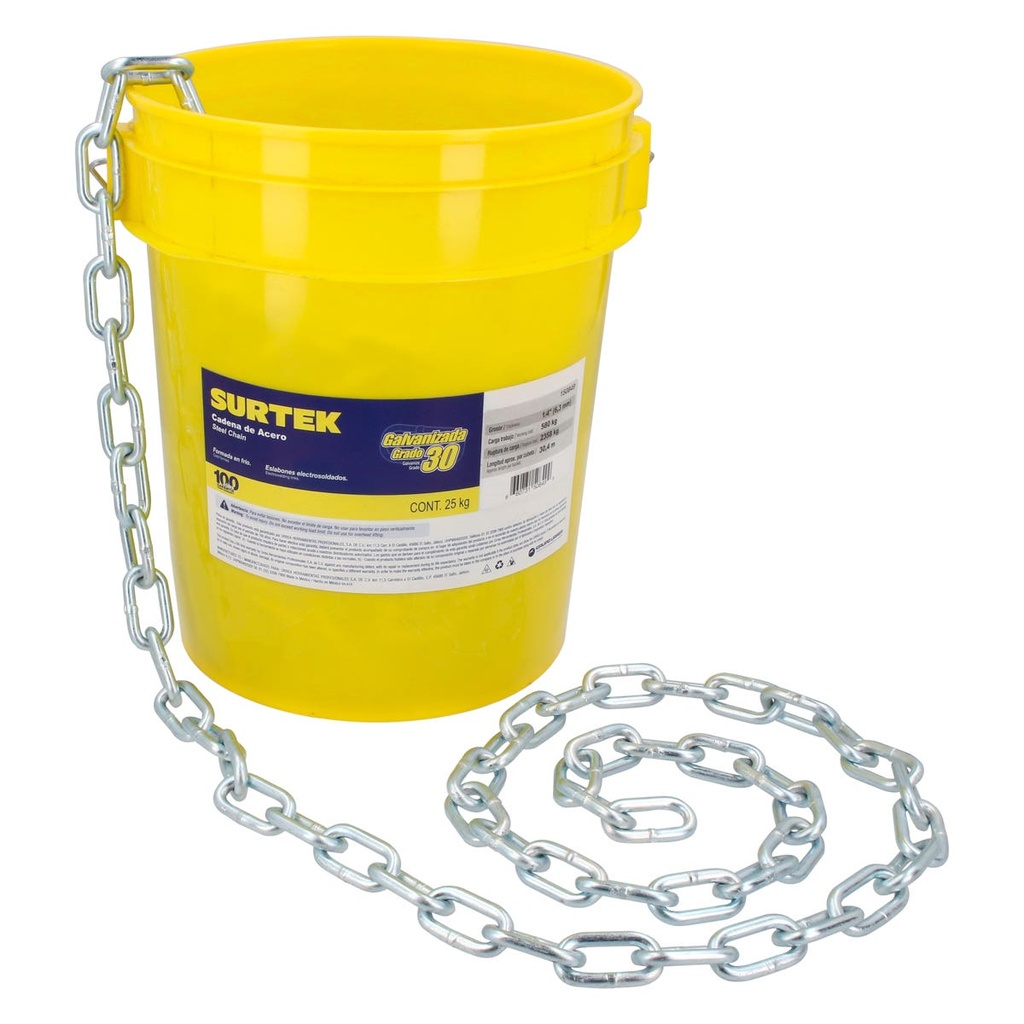 Cadena grado 30 galvanizada  5/16", 50kg Surtek